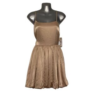 Feminine & Romantic Champagne Puffy Mini Dress NWT